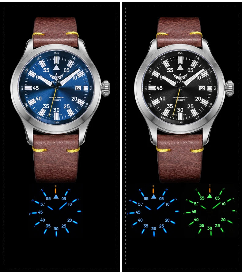 YELANG V1021S Men Quartz Watch 42mm Swiss Ronda  Movement 10-year battery life T100 Luminous 100m Waterproof Men's Diving Watch