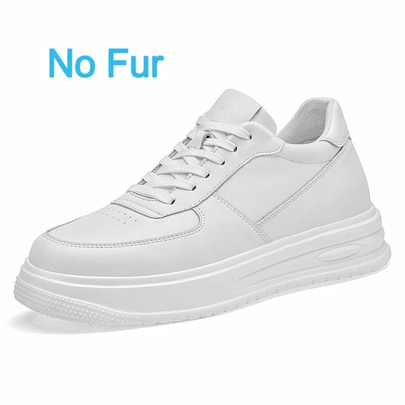 British Style Casual Leather Men's Vulcanized Shoes Fashion Low Top Thick Bottom Antiskid Sneakers Genuine Leather Board Shoes