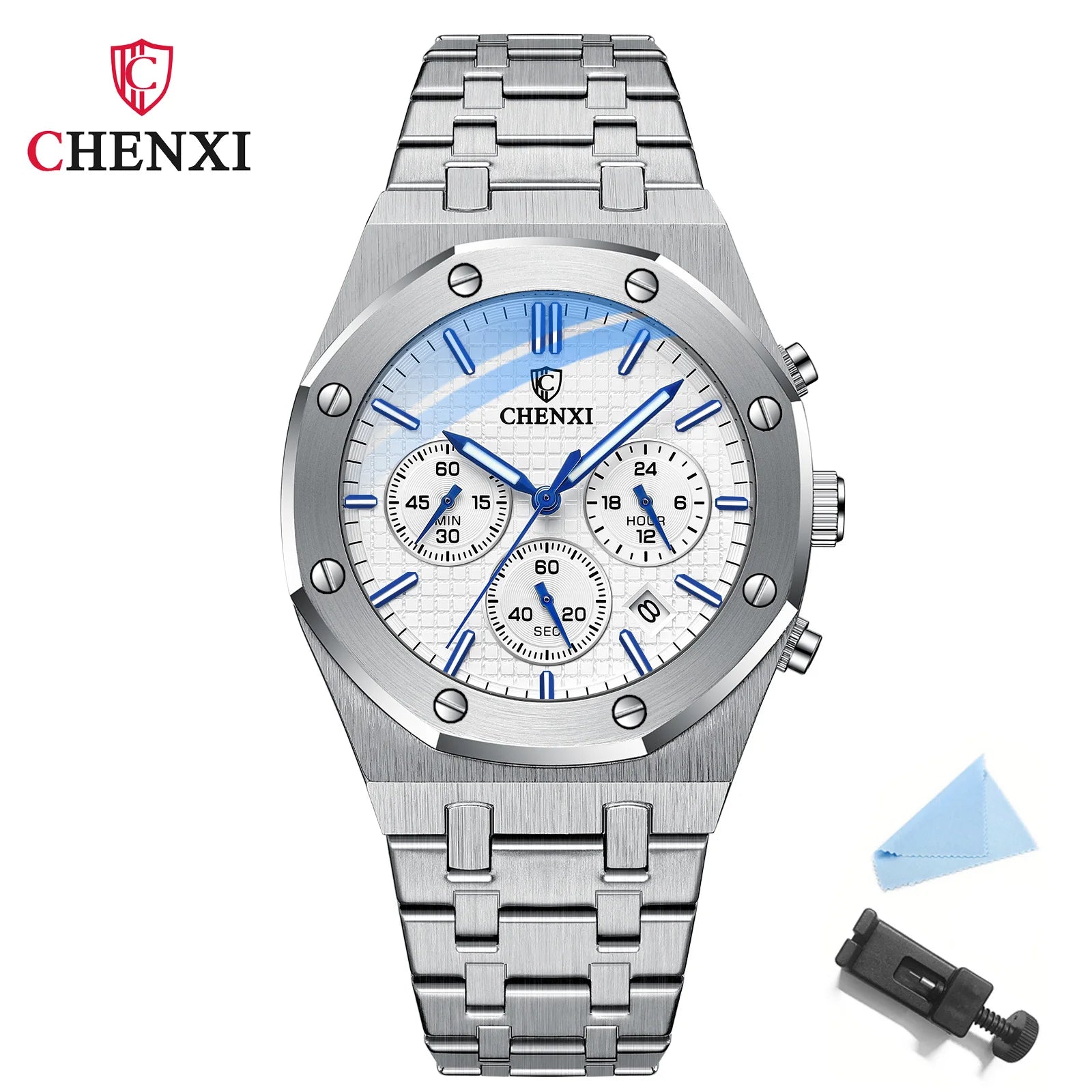 Luxury Business CHENXI Man Watch High Quality Chronograph Moon Phase Quartz Watches Original Waterproof Clock Male New 2025