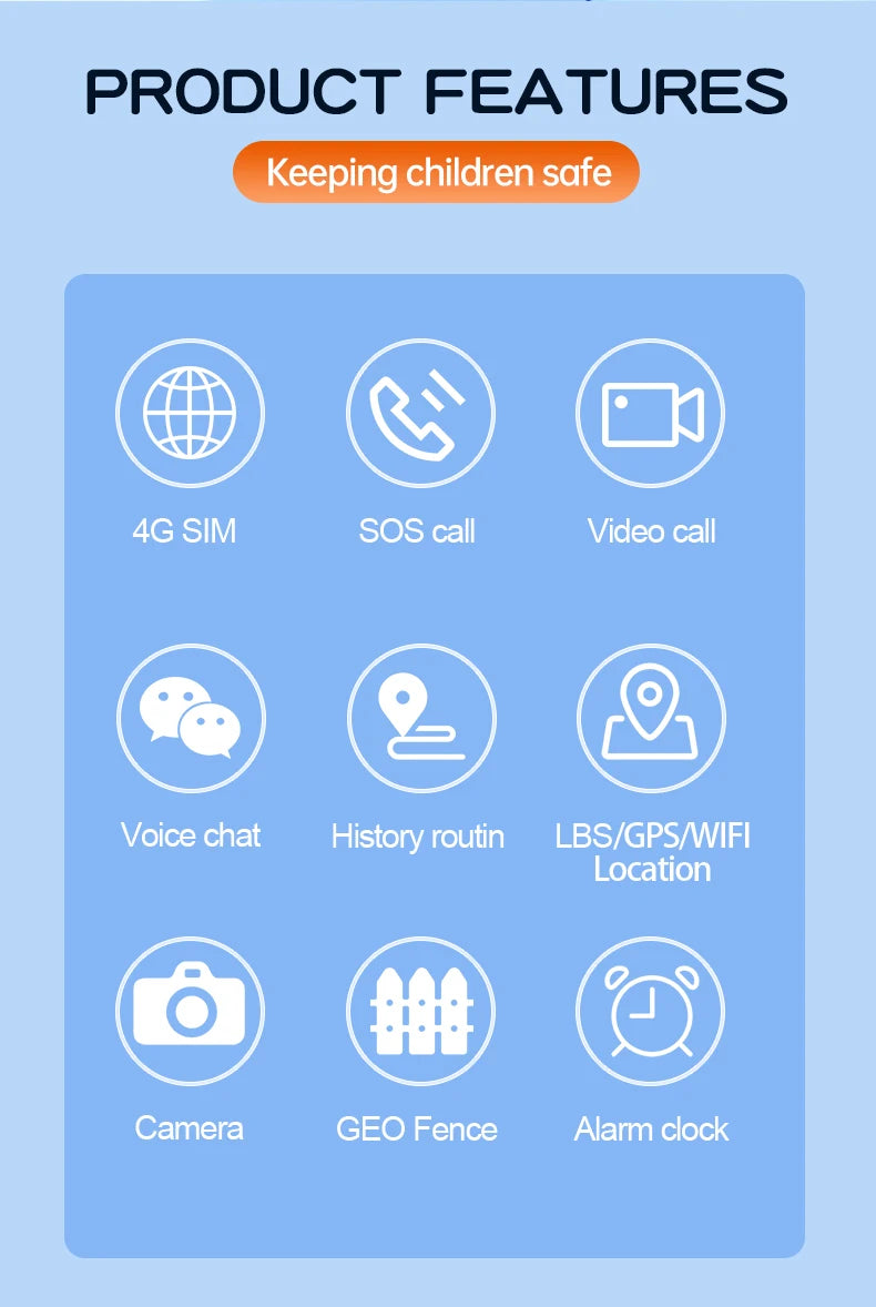 2026 New Kids 4G Sim Card Smart Watch Call SOS GPS Location Child Smart Watch Camera Waterproof For Boys Girls Present