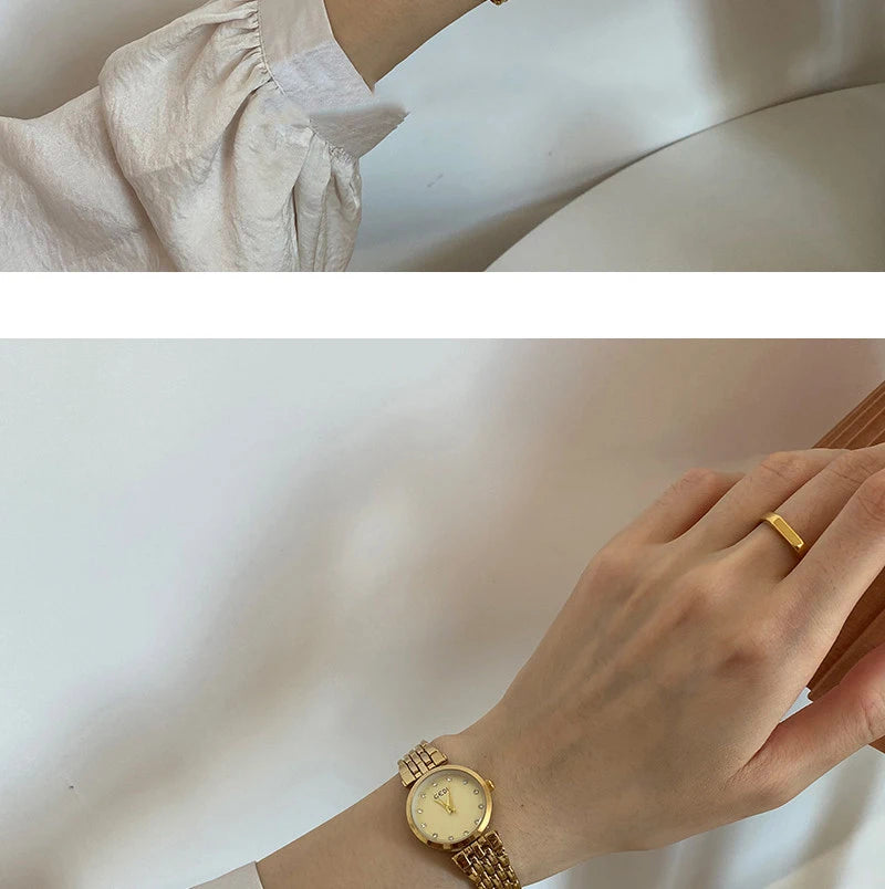 GEDI Ladies Watch New Vintage Exquisite Fashion Quartz Watches Woman Temperament Round Retro Watch Gifts Luxury