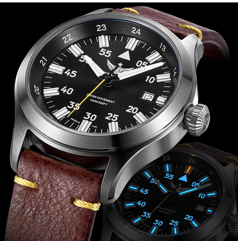 YELANG V1021S Men Quartz Watch 42mm Swiss Ronda  Movement 10-year battery life T100 Luminous 100m Waterproof Men's Diving Watch