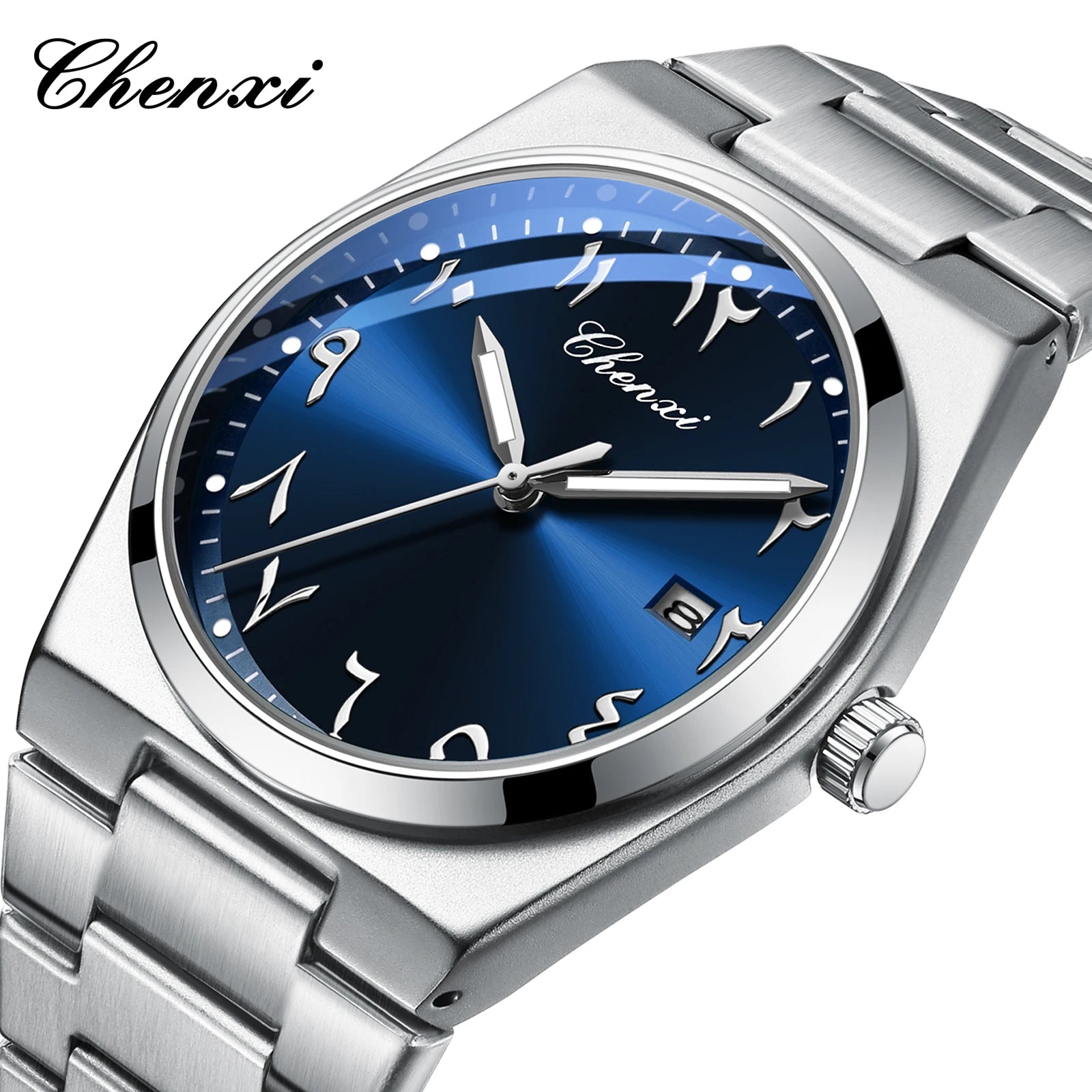 Original Men's Watches CHENXI Eastern Arabic numerals Dial Date Luminous Quartz Business Simple Watch Waterproof Stainless Steel