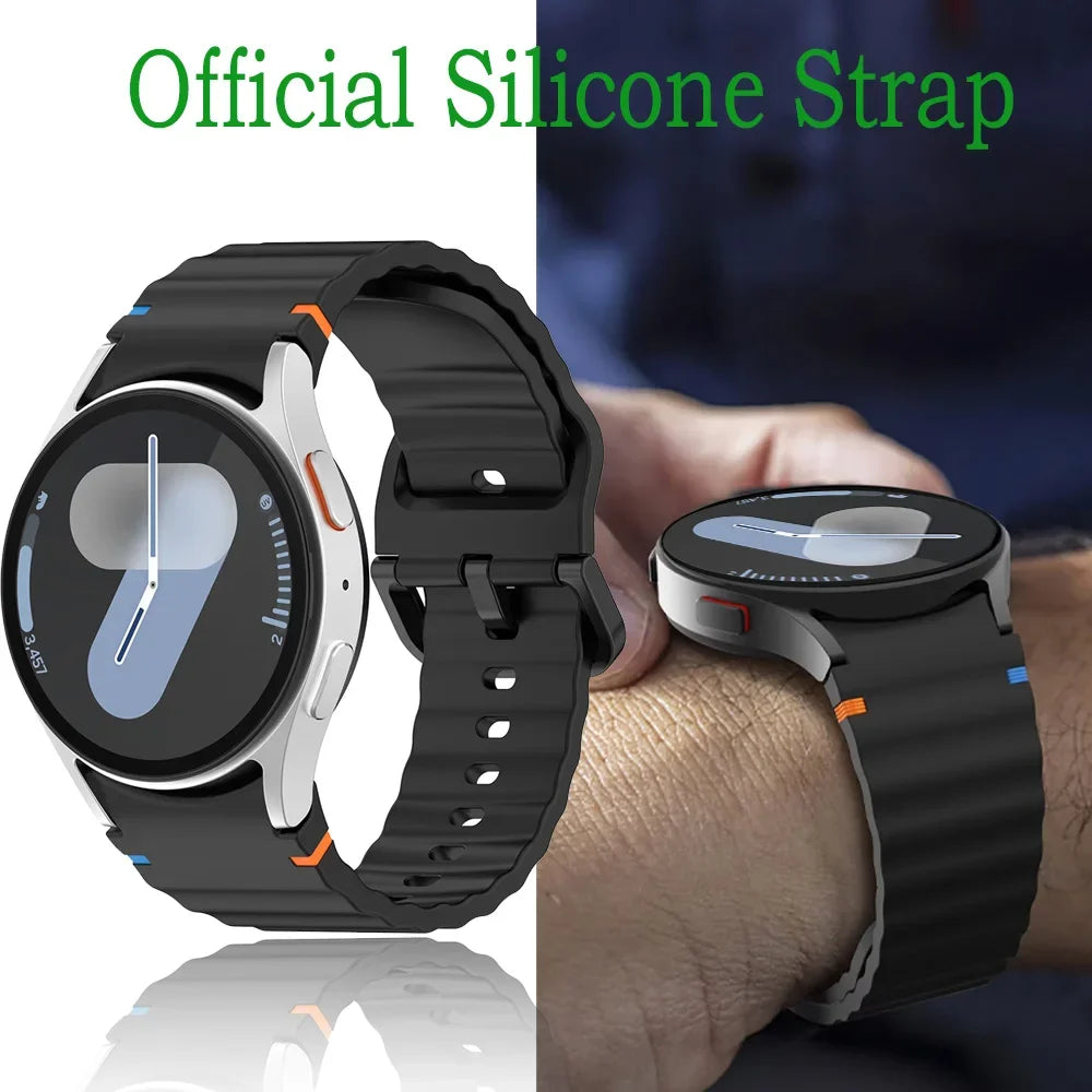 New Official Silicone Strap For Samsung Galaxy Watch 6 4 Classic 47mm 46mm 43/42mm Watchband Galaxy Watch 7 6 5 4 40mm 44mm Belt