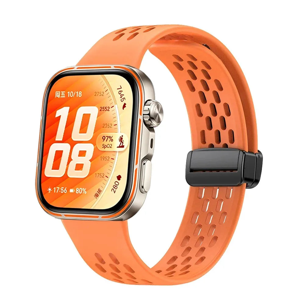 Original Silicone Strap For Huawei Watch Fit 5/4/3 Breathable Replaceable Magnetic Bracelet Band For Huawei Watch Fit 4/5 Pro