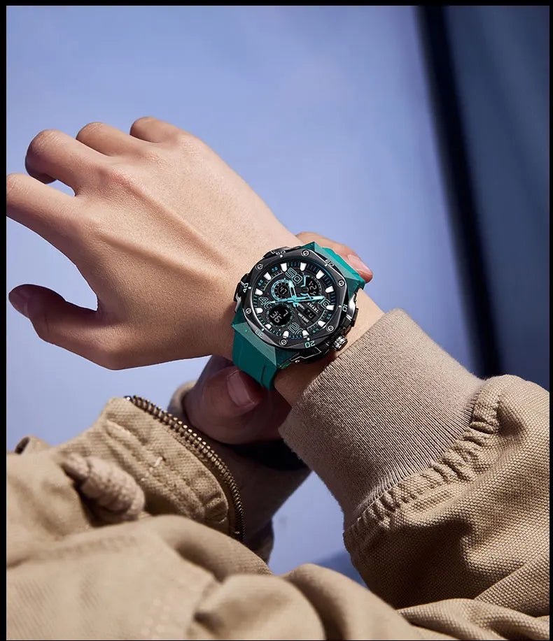 SMAEL Men's Sport Digital LED Watch Dual Time Stopwatch Alarm Clock 50M Waterproof 8113 Wristwatch Sports Army Military Watches