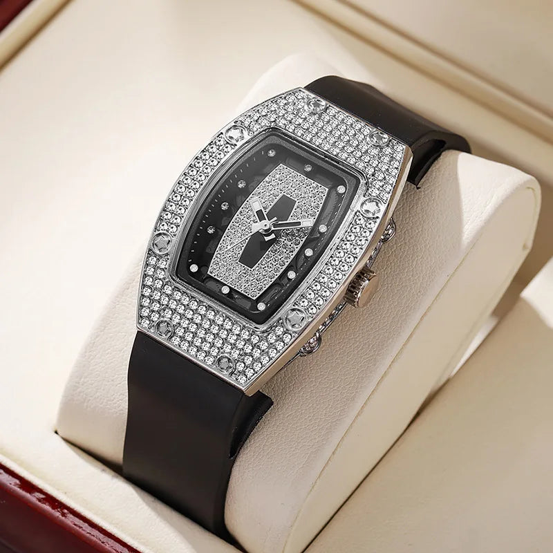 New Fashion Women Crystal Tonneau Watches For Woman Silicone Jelly Quartz Watch Students Gifts Reloj Mujer Ladies Wrist Watches