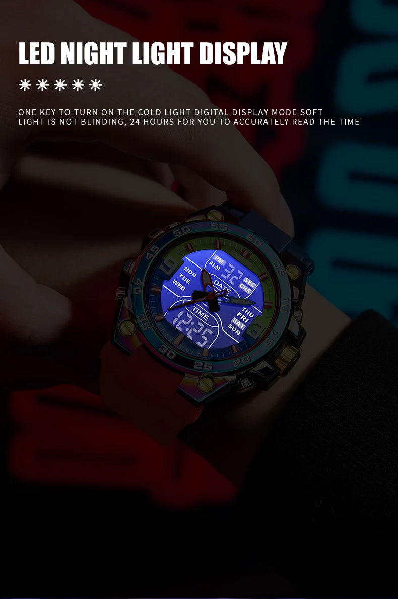 SMAEL Sports Watches 50M Waterproof Quatz Watches Mental Shockproof Men's Wristwatch Dual Time Alarm Clock  8138 Military Watch