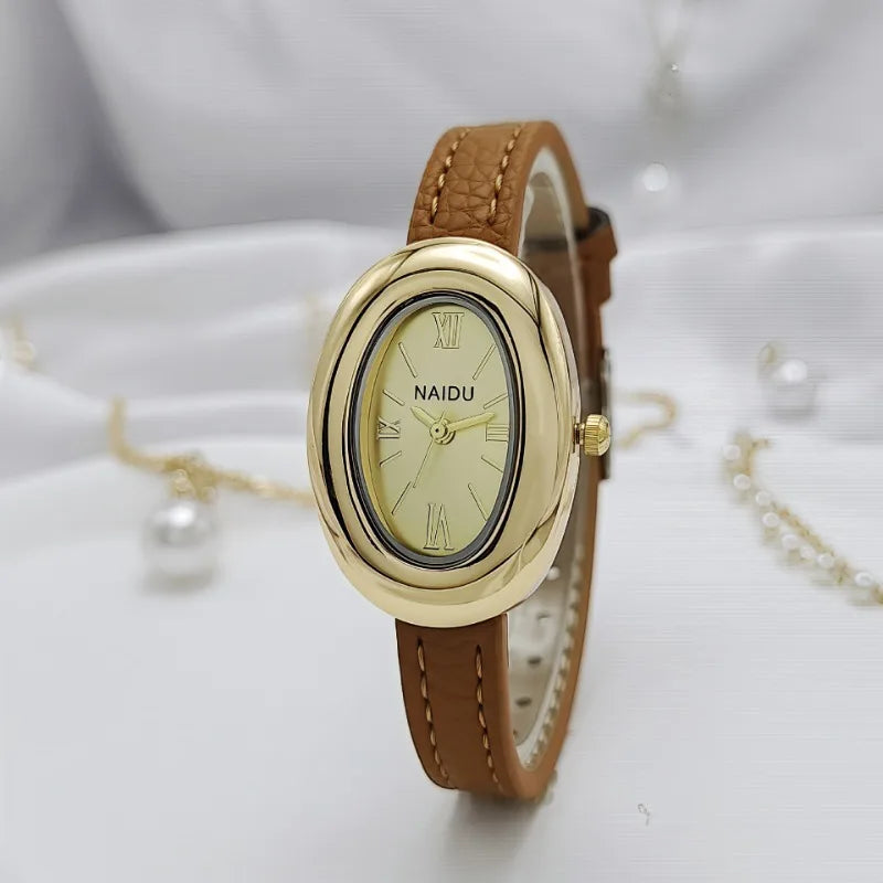 Luxury Pigeon Egg Dial Women's Quartz Watch Vintage Leather Strap Wristwatches Gift Clock Dropshipping Reloj Mujer Montre Femme
