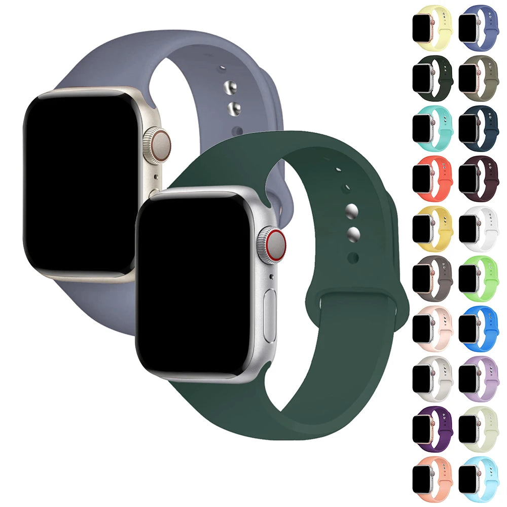 Sports Silicone Strap For Apple Watch Band Ultra 49mm 46mm 45mm 44mm 42mm 41mm 40mm Watchband for iWatch 11 10 9 8 7 6 5 4 SE