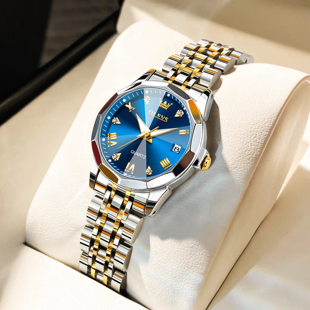 OLEVS 9931 Elegant Fashion Women's Watches Luxury Brand Original Quartz Watch forLadies Waterproof Stainless Steel Luminous Date