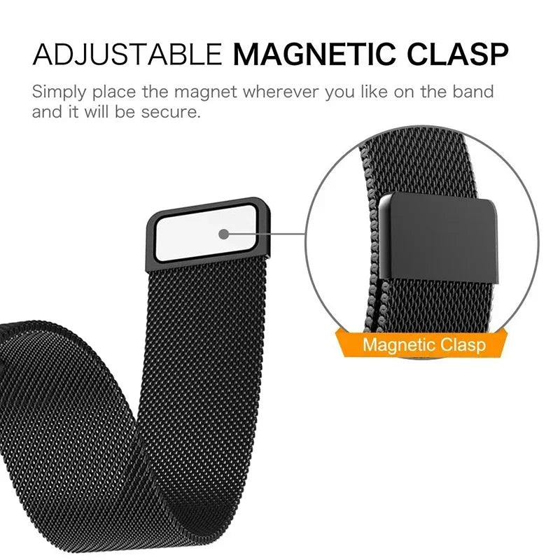 Milanese Loop Strap For Xiaomi Mi Band 9/8 Pro Metal Magnetic Durable Wristband Watchband For Redmi Watch 4/5/6 Correa Accessory