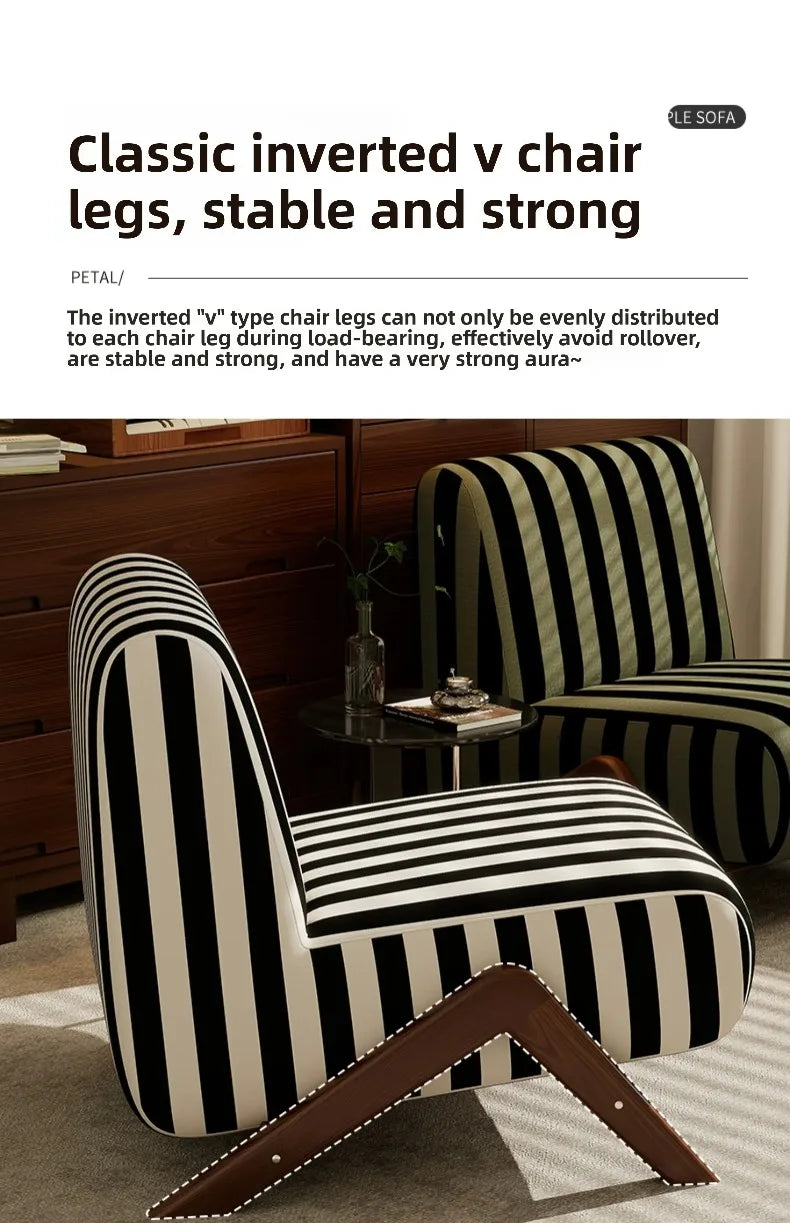 Single Sofa Chair with Antique Style, Lazy Living Room, Balcony, Leisure Chair, Zebra Chair, Solid Wood Designer Single Chairs