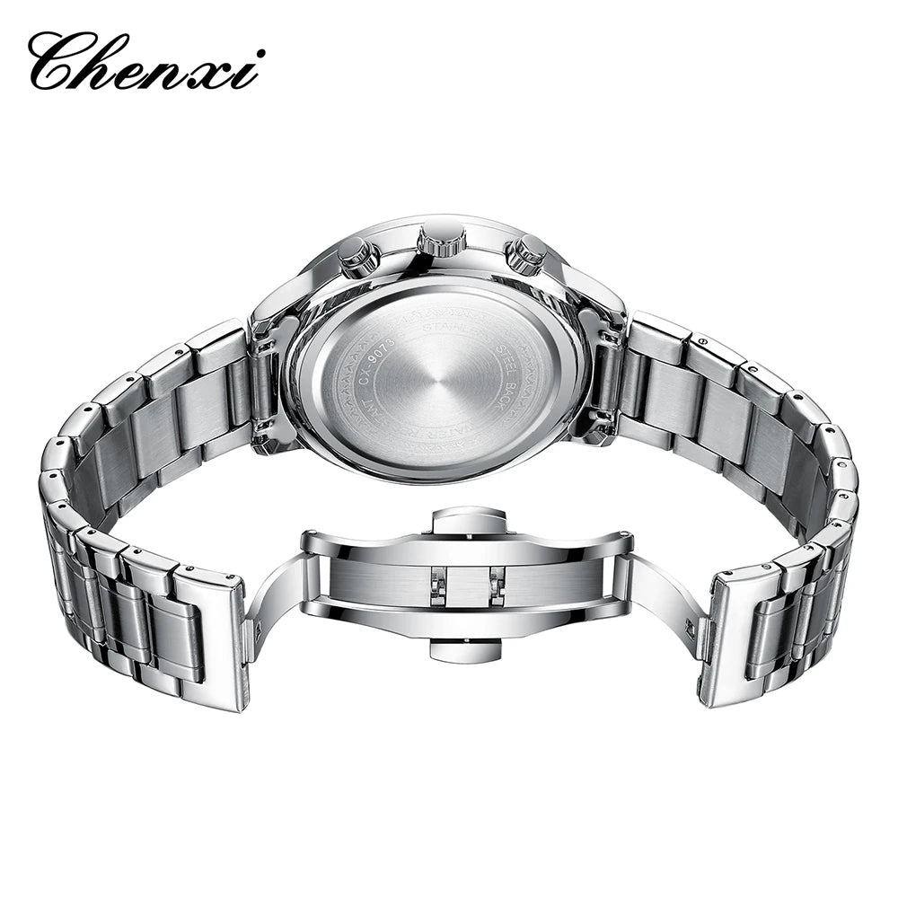 Fashion Luxury Business Men's Wristwatch Round Dial Luminous Waterproof Calendar Chronograph Man Watch