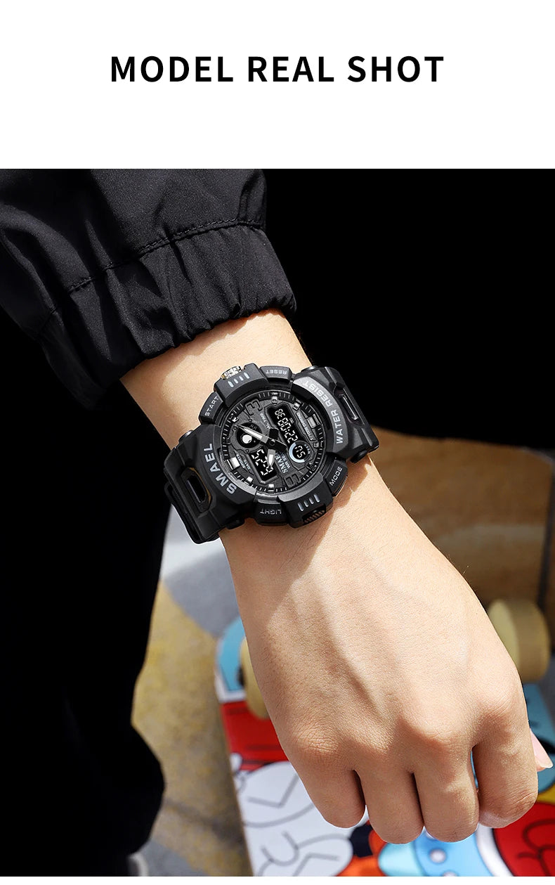 SMAEL Sport Watches Digital Watch LED 50m Waterproof Military Wristwatch Male Clocks 8063 Mens Watches  Stopwatches Alarm Clock