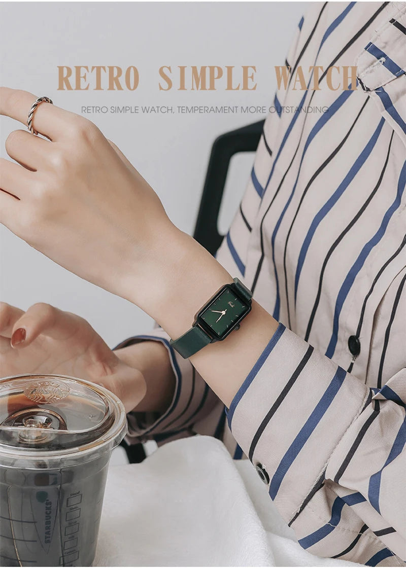 GEDI Watches for Woman Vintage Niche Elegant Waterproof Leather Watches Ladies Quartz Square Women's Wristwatches