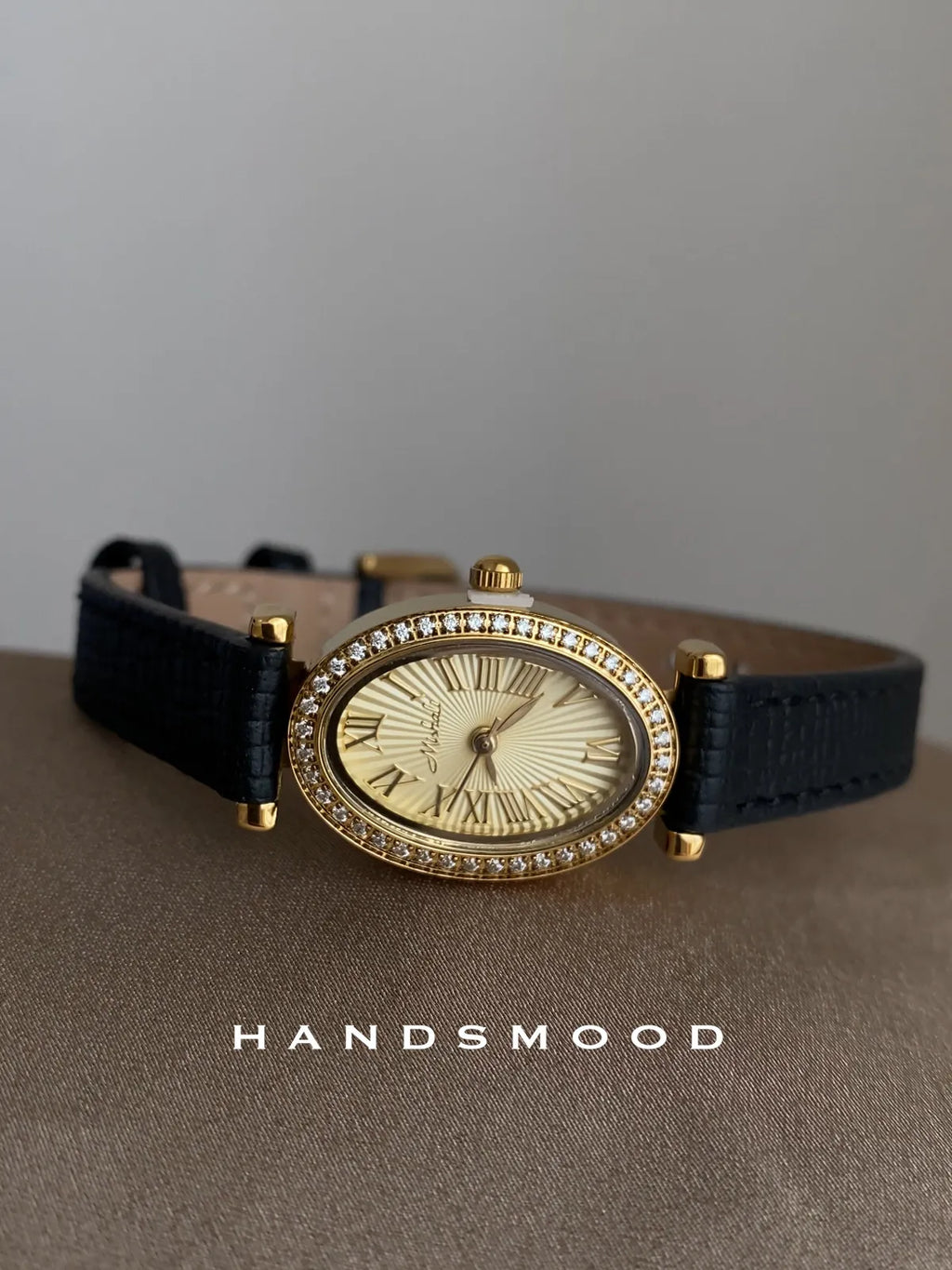 Black gold watch high-end oval fashion luxury exquisite design high-quality women's leather quartz watch gift for women
