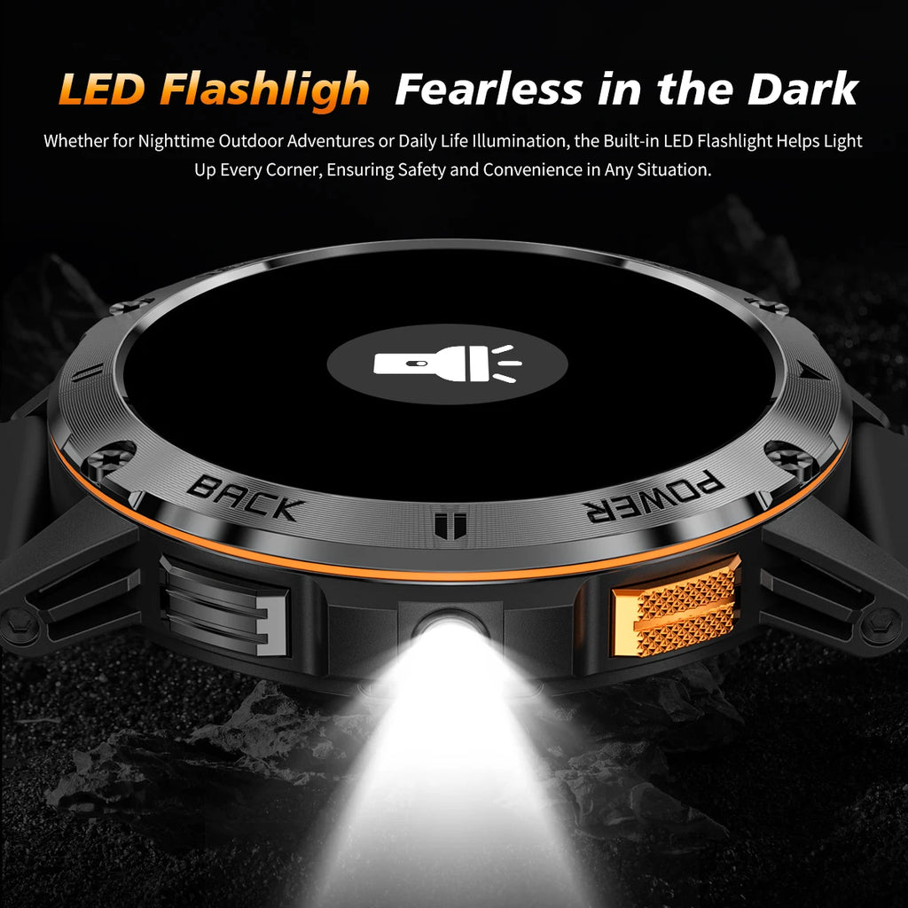 2026 New Smart Watch Men Compass Outdoor 3ATM Waterproof Sports Fitness Large Battery Bluetooth Call Smartwatch for Android iOS