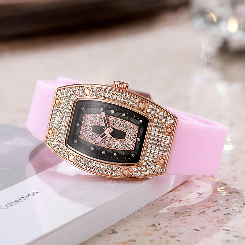 New Fashion Women Crystal Tonneau Watches For Woman Silicone Jelly Quartz Watch Students Gifts Reloj Mujer Ladies Wrist Watches