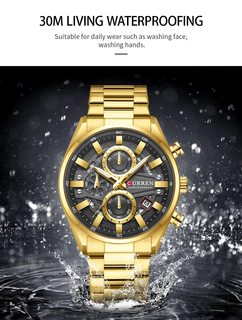 CURREN Top Luxury Business Calendar Multi functional Waterproof Sports Men's Quartz Men Watch Construction Wristwatch for Men