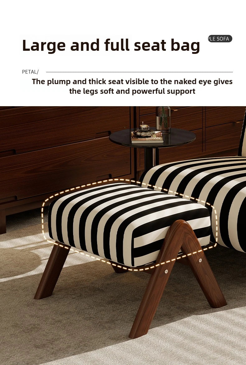Single Sofa Chair with Antique Style, Lazy Living Room, Balcony, Leisure Chair, Zebra Chair, Solid Wood Designer Single Chairs