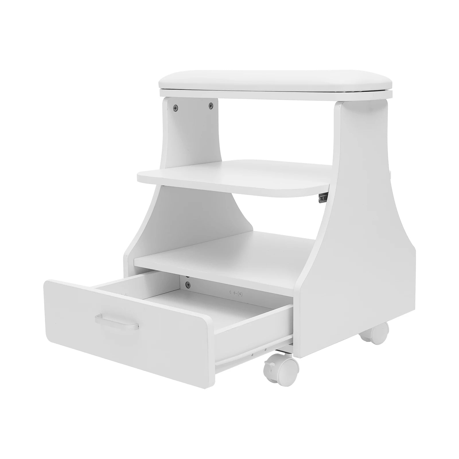 Portable Beauty Salon Foot Bath Trolley Pedicure Manicure Foot Rest with Massage Function Foot Spa Table White