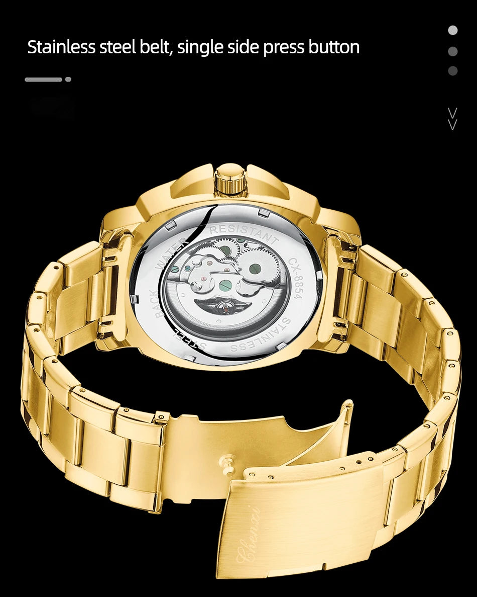 CHENXI New Mechanical Men's Watches Large Openwork Dial Fashion Luminous Waterproof Fully Automatic Mechanical Watch Man