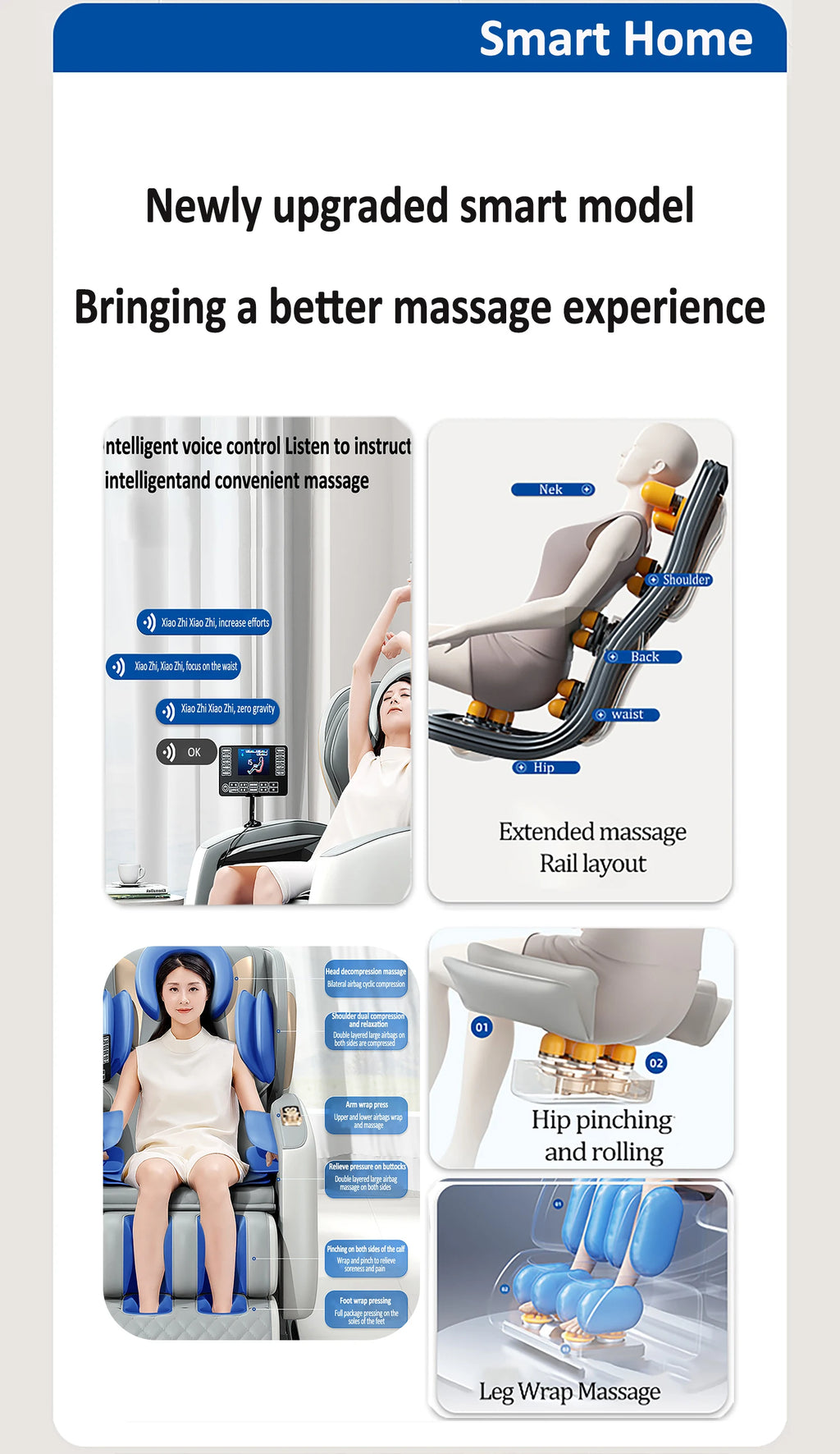 Electric Smart massage chair zero gravity with Voice Control Foot Airbag Massage for Full Body Relief for Family Use 3D Shiatsu