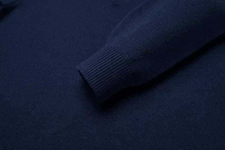 Autumn and Winter New Warm Soft Pullover Men's Business Lapel Knitwear Casual Solid Color Long Sleeve Polo Shirt Office
