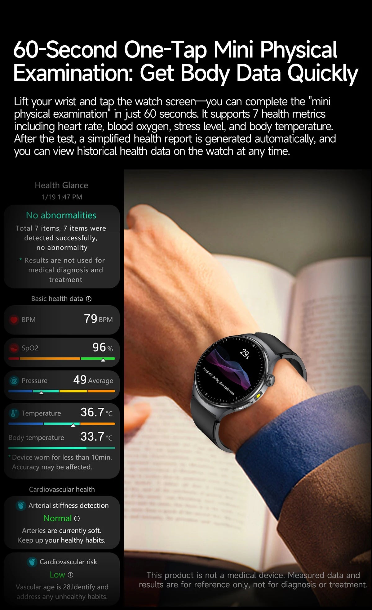 Newly Upgared Precise Health Diagnosis Smart Watch ECG Uric Acid Blood Pressure Micro Physical Examination Clock For Android iOS