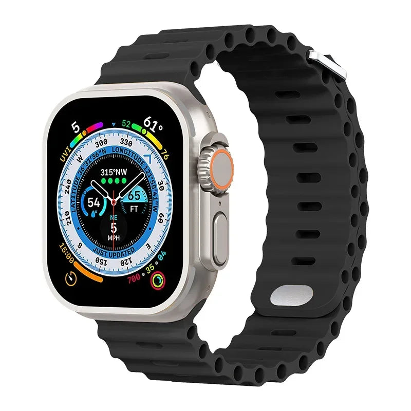Ocean strap For Apple Watch Ultra 3 2 1 Band 49mm 11 10 9 8 7 46mm 45mm 41mm Silicone Wristband iWatch 6 5 4 SE3 44mm 40mm 42mm
