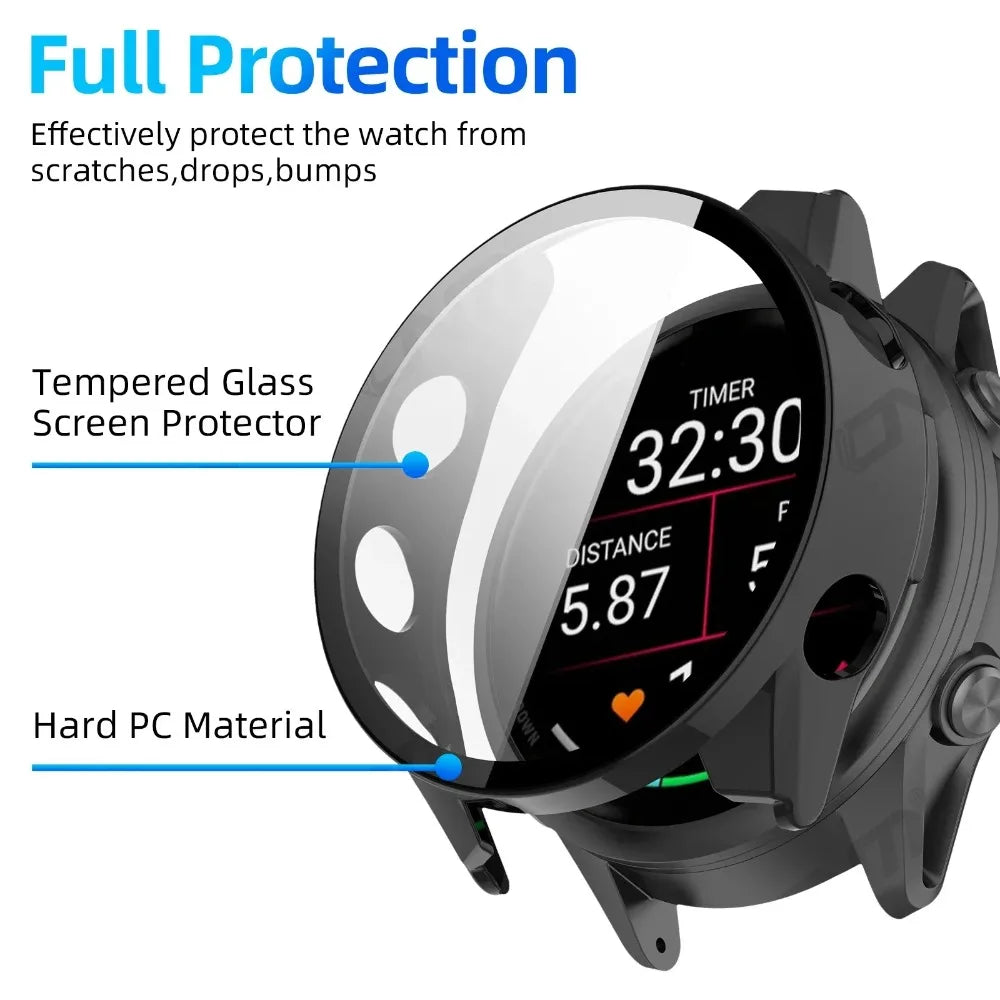 PC Case＋HD Tempered Glass for Garmin Forerunner 970/570/965/165 Anti-fall Screen Protective Shell Garmin Venu 4 45/41mm/Active 6