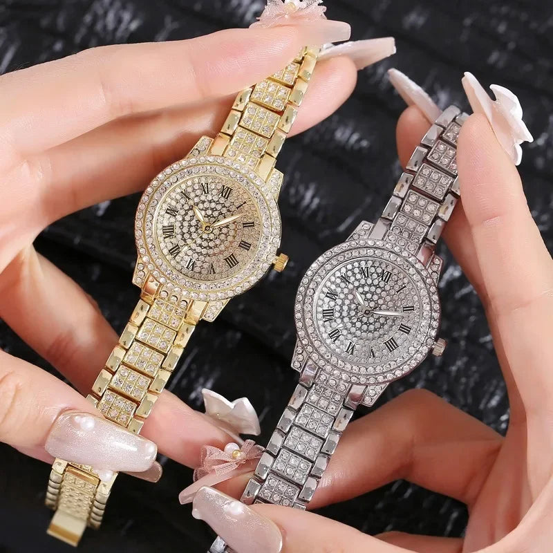 New Luxury Diamond Watch for Women Elegant Brand Quartz Steel Bracelet Watches Ladies Zircon Crystal Fashion Wristwatch Clock