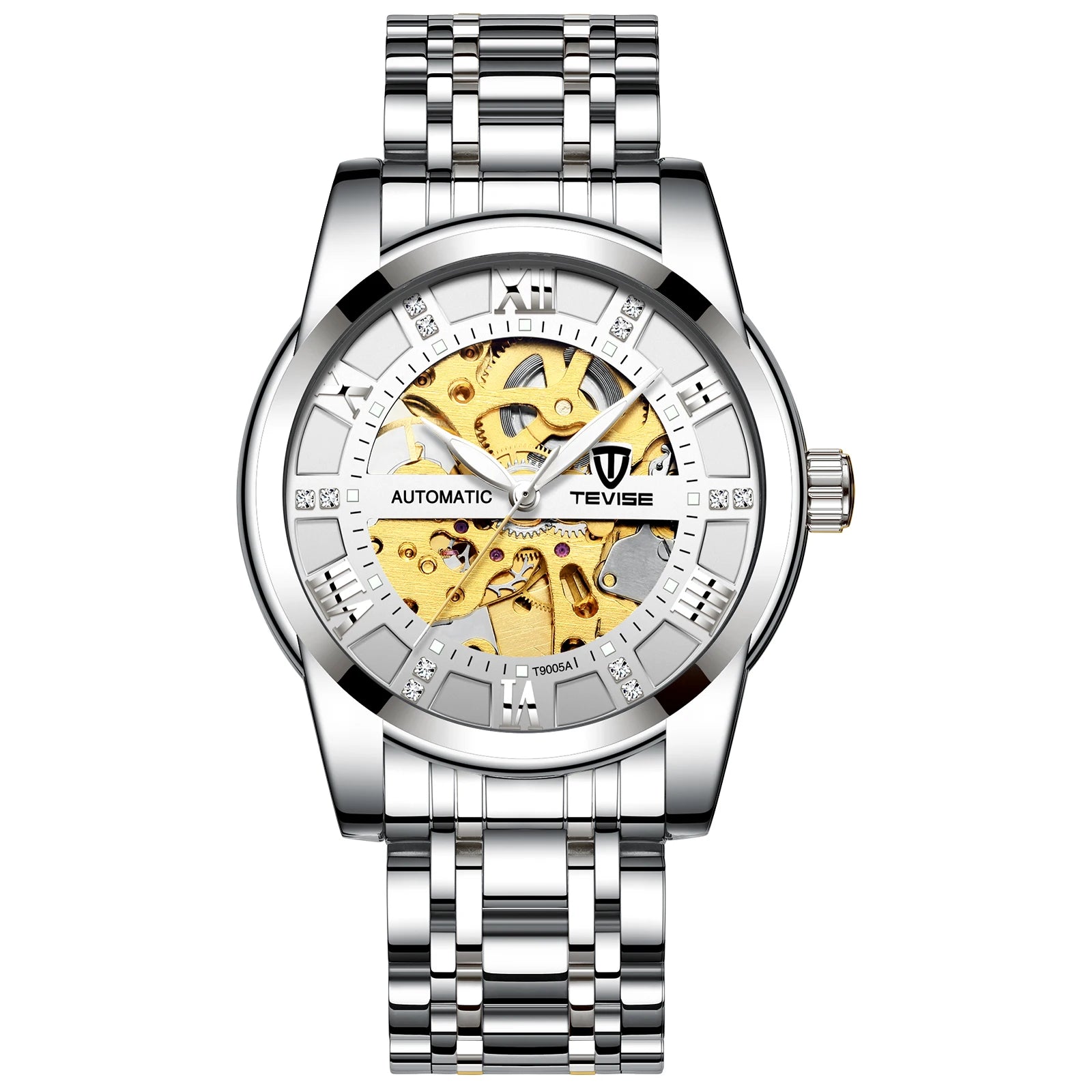 TEVISE  Men Automatic Mechanical Wrist Watch Luxury Brand Stainless Steel Mens Watch Fashion Skeleton Watches