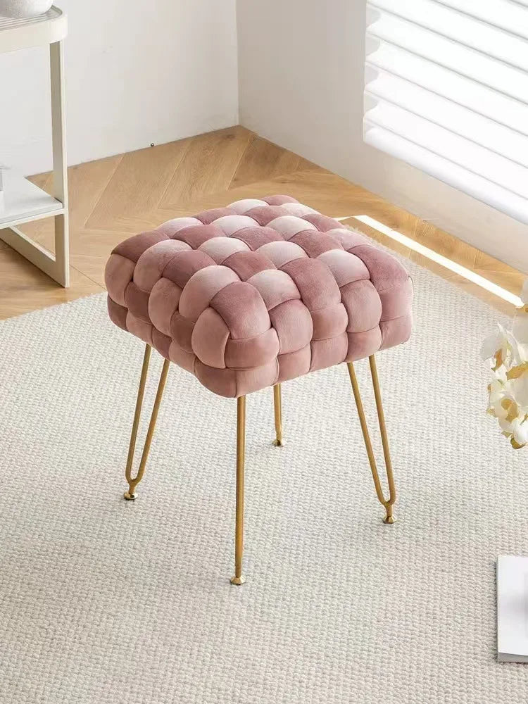 Upholstered Accent Side Chair Makeup Vanity Chair Low Velvet Stool for Dining Room Bedroom Living Room Ottoman Bench