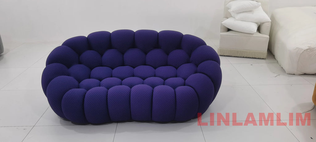 Linlamlim Modular Cloth Football Couch Contemporary Cloud-Shaped Sofa Fabric Curved Designer Sofa Set for Living Room or Office