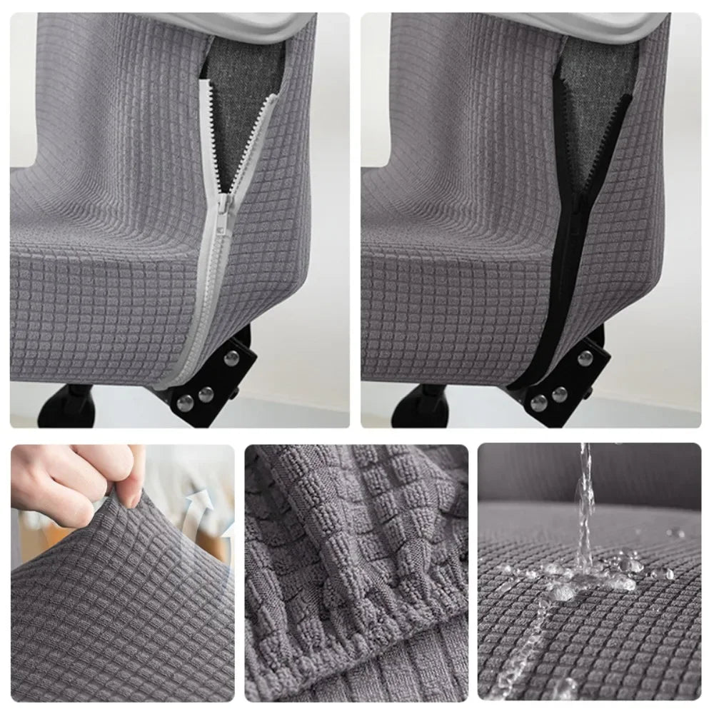 ARMFAVER Waterproof Office Chair Cover with Zipper Stretchable Fit for Swivel Chairs Elastic Slipcover Protector Solid Colors