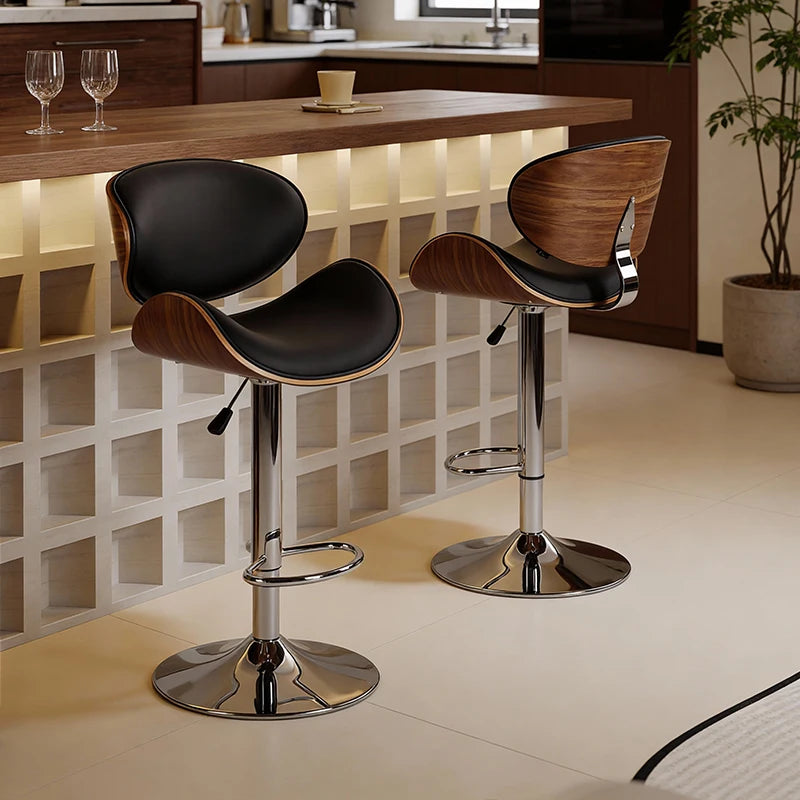 Italian Minimalist Designer-Style Restaurant Bar Chair, Leisure Front Desk Bar Island Chair, Adjustable Height High Stool
