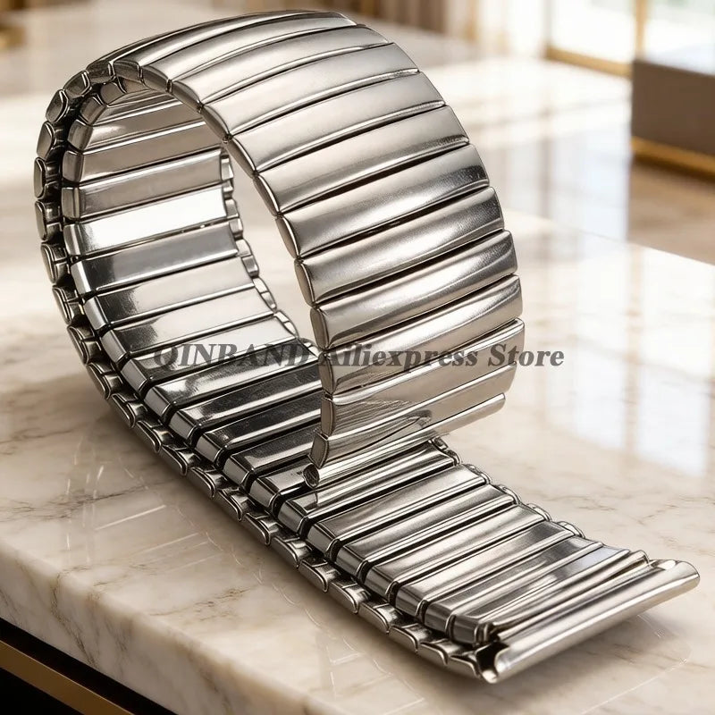 12mm 14mm 16mm 18mm 20mm 22mm Expansion Stainless Steel Watch Strap Elastic Metal Watchband Universal Men Women Watches Bracelet