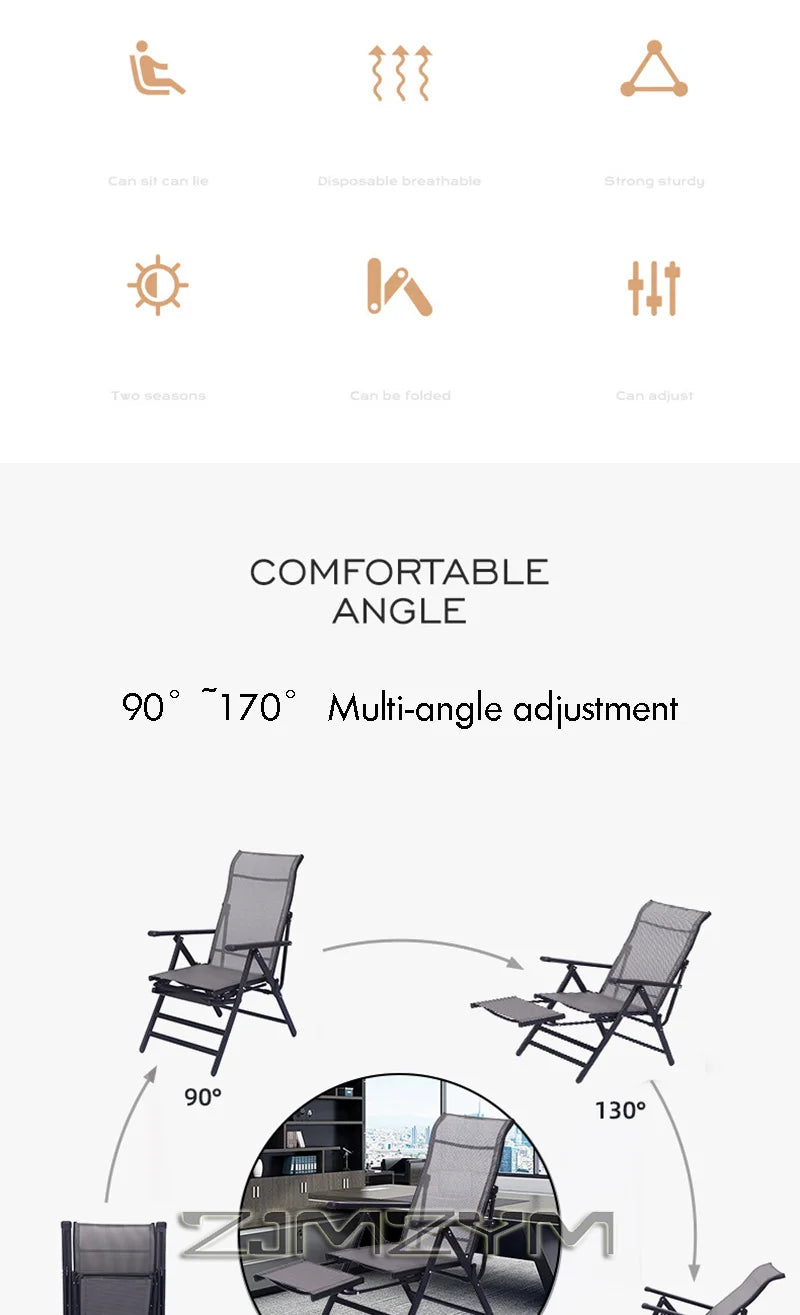 Portable Folding Beach Chair Outdoor Garden Camp Recliner Furniture for Courtyard Open Air，Telescopic Pedal Stools，Pedal stool