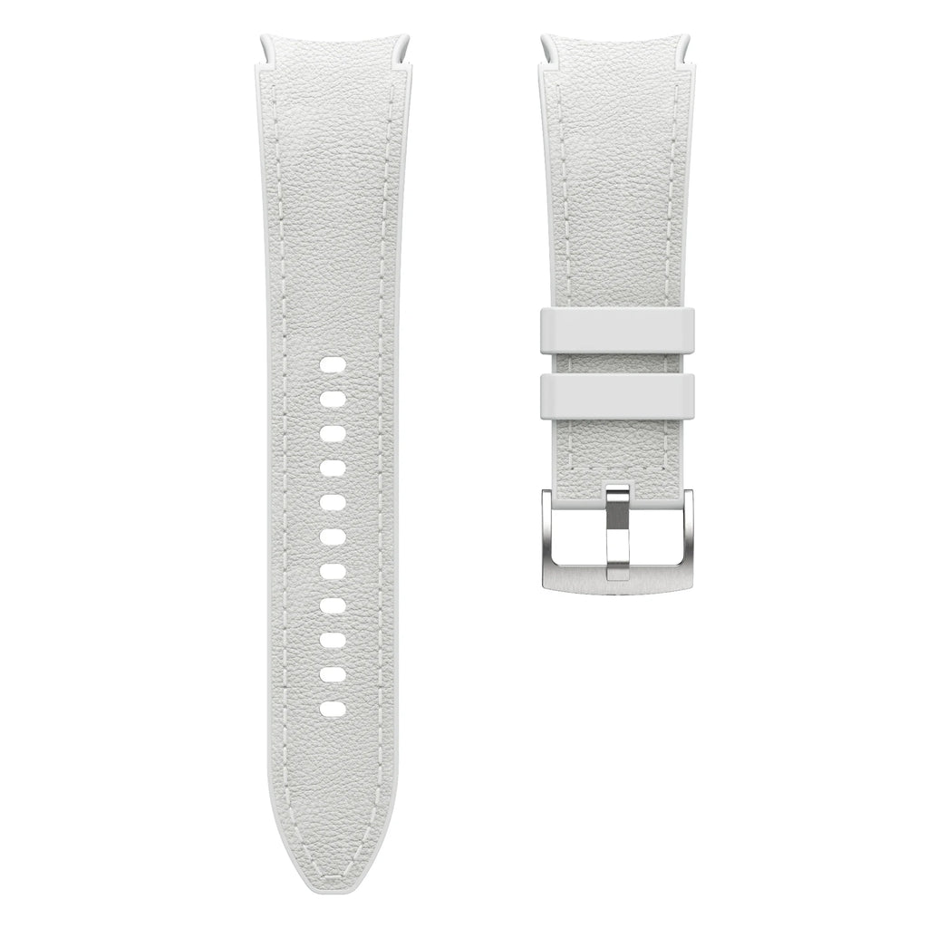 Silicone+Leather Strap for Samsung Galaxy Watch 7 6 5 4 44mm 40mm/5 Pro 45mm Wristband for Galaxy Watch 6 Classic 47mm 43mm Belt