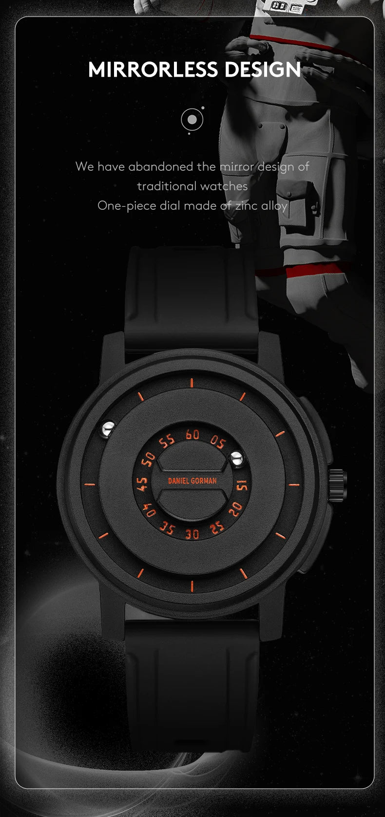 DANIEL GORMAN Fashion Silicone Watch For Men Outdoor Sports Waterproof Scrolling Pointer Magnetic Force Men's Quartz Wristwatch