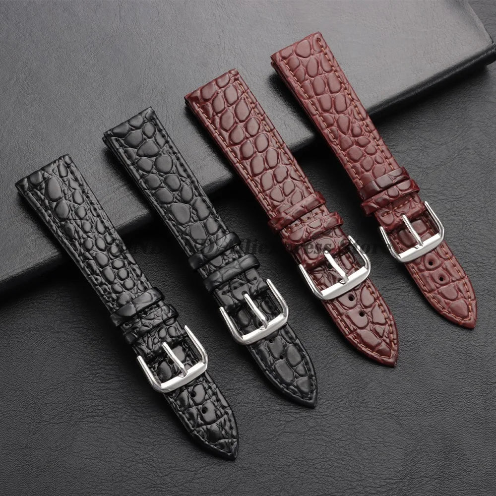10/12/13/14/16/18/19/20/21/22mm Soft Cowhide Leather Watch Bands Crocodile Pattern Design Watch Straps Casual Business Bracelets