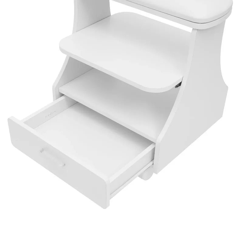 Portable Beauty Salon Foot Bath Trolley Pedicure Manicure Foot Rest with Massage Function Foot Spa Table White