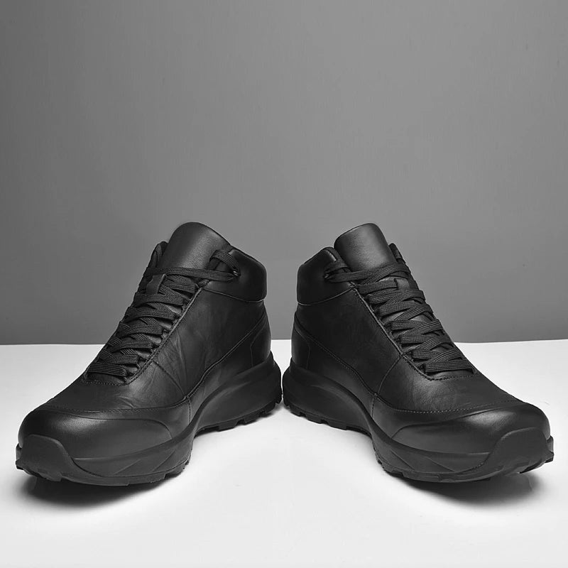 2026New Casual Leather Shoes For Mens Outdoor Work Trend Walking Shoe Fashion Thick Bottom Comfy Versatile Genuine Leather Boots