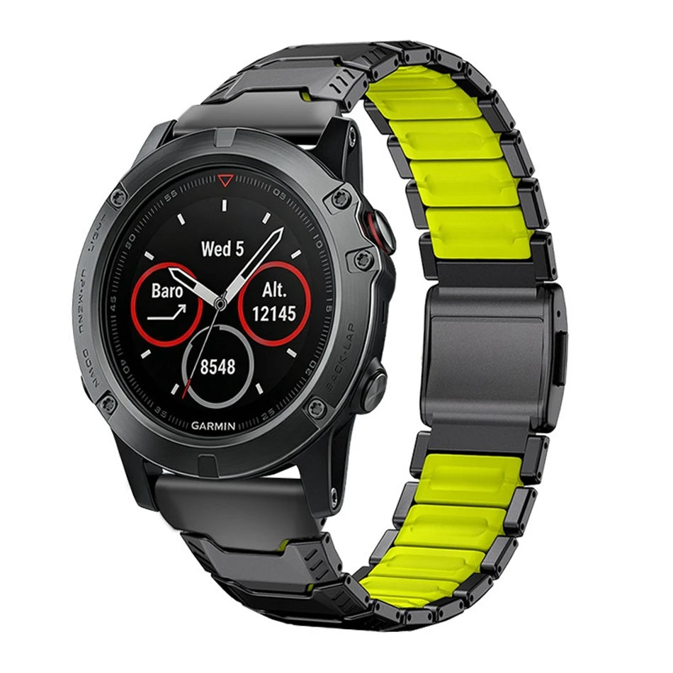 Titanium Silicone Magnetic Band for Garmin Watch Fenix 8 7X Pro 6X Enduro 3 Strap For Garmin Tactix 7Pro Instinct 2X 26mm Bands