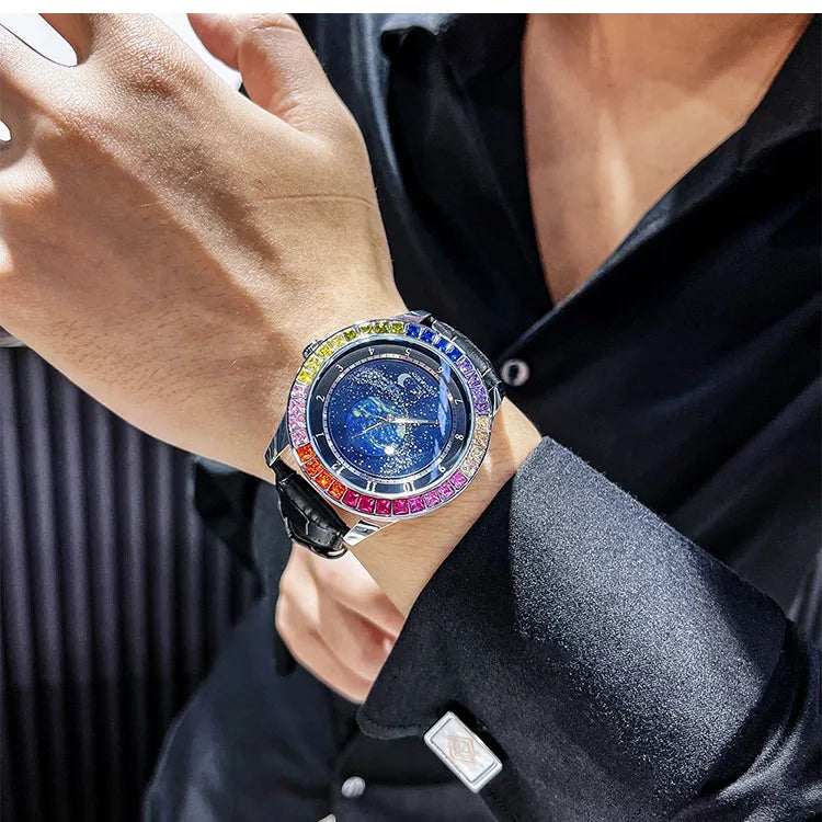 Stainless Steel New Starry Sky Series Luminous Waterproof Self-Wind Automatic Mechanical Watch for Men