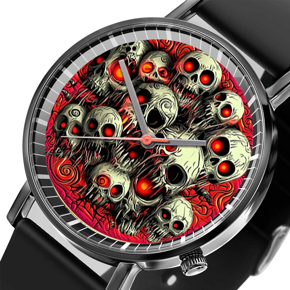 Women's Quartz Watch Fashion Simple Halloween Skull Style Design Watches Casual Black Silicone Men's Clock Gift Wristwatch