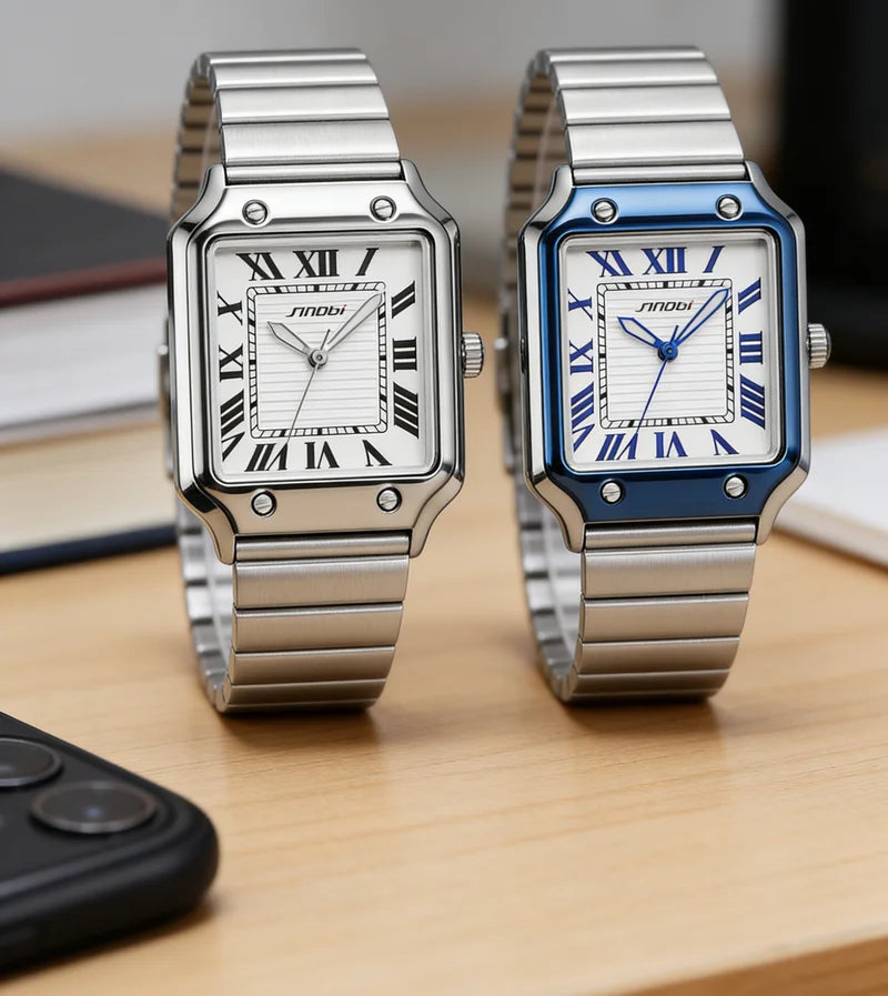 Square Quartz Watch Men Stainless Steel Waterproof Business Wristwatch Male Clock Relogio Masculino