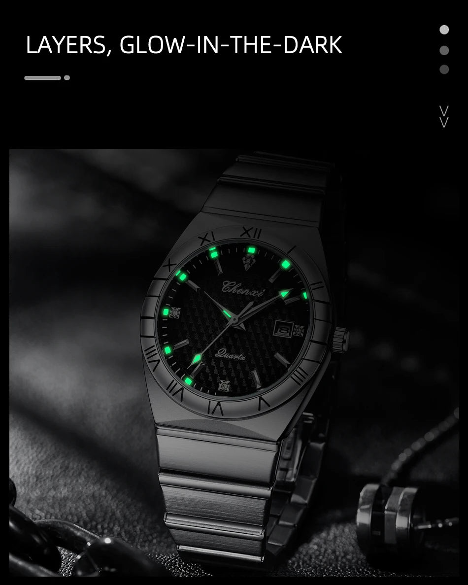 Top Brand Luxury Watches For Men Fashion Luminous Calendar Men's Watch CHENXI Waterproof Stainless Steel Quartz Wristwatch New